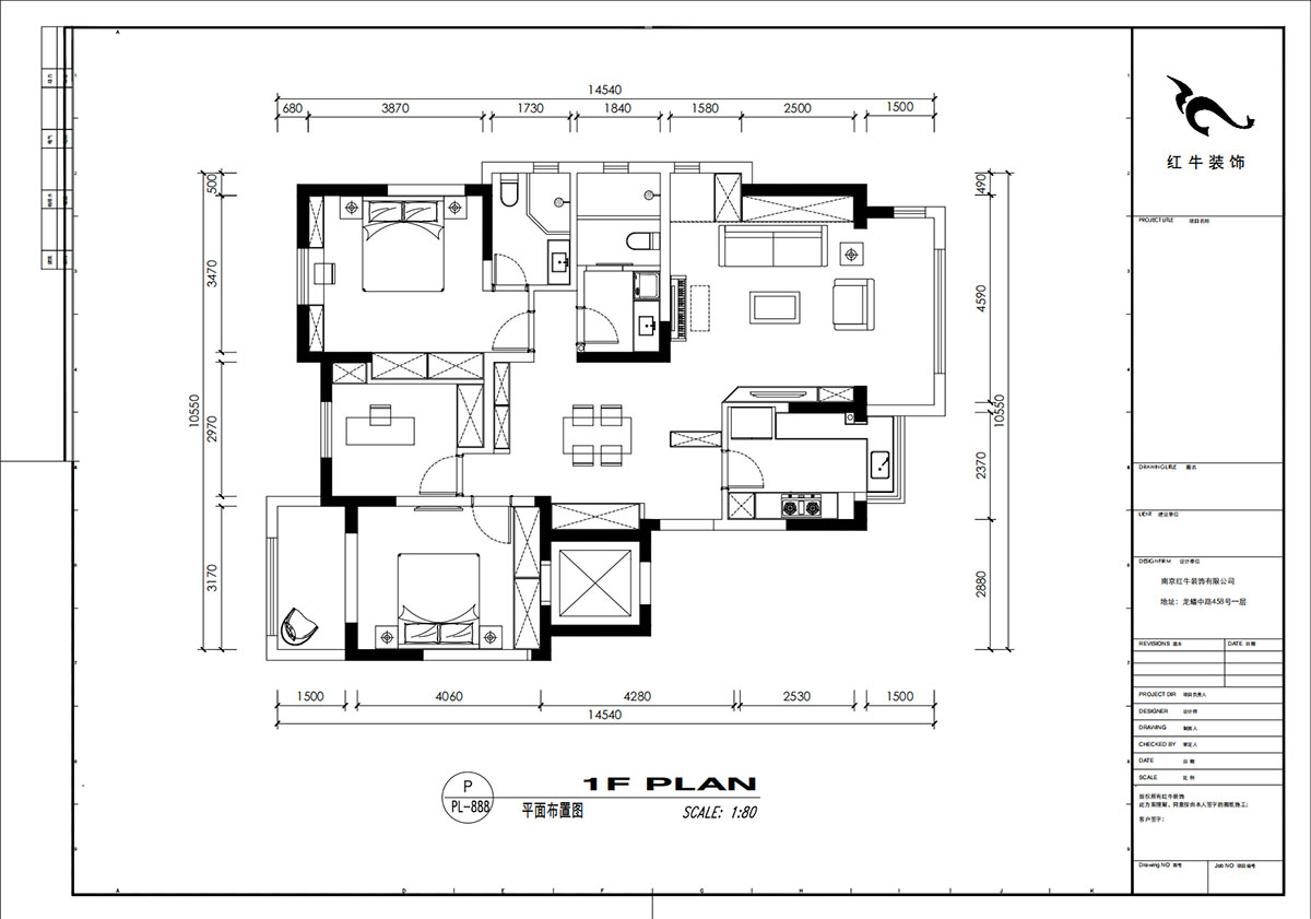 刘小勇｜柏悦澜庭28-206-125㎡-现代简约风格｜3室2厅2卫｜老房装修｜定制家｜全包17万｜00_02平面布置图